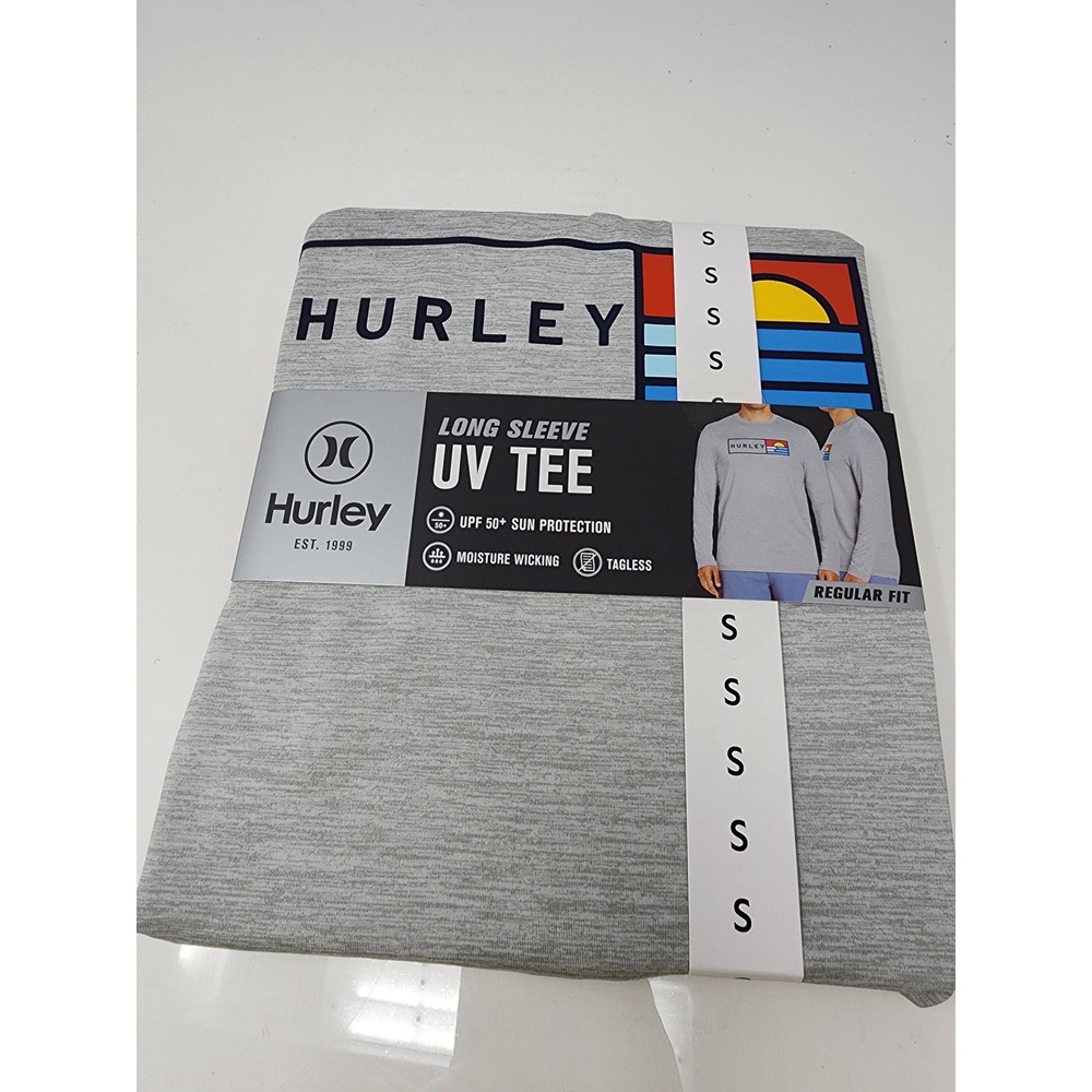 Hurley Mens Long Sleeve UV Tee Gray Polyester Blend Athletic Size Small